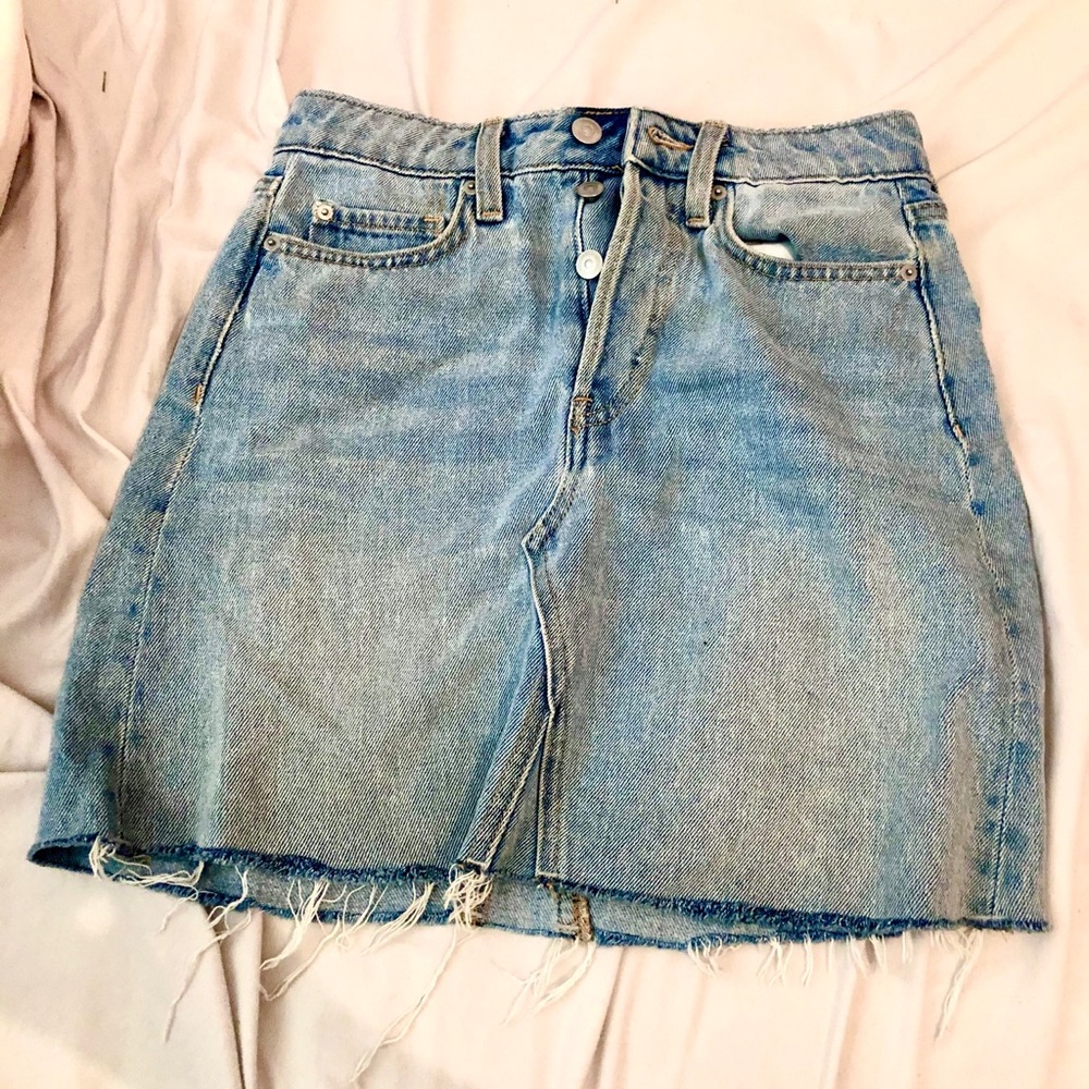 Above the knee button up jean skirt